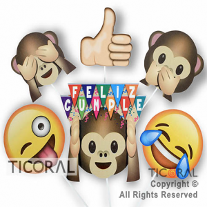 ACCESORIOS PARA TORTA EMOTICONES DIVERTIDOS 6 UNIDADES X 1 SET